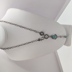 Elegant Silver and Turquoise Color Pendant Necklace